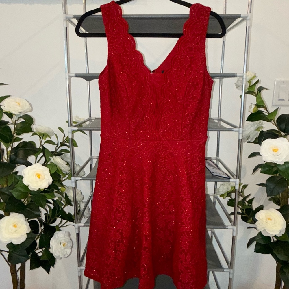 Elegant Red Lace Dress